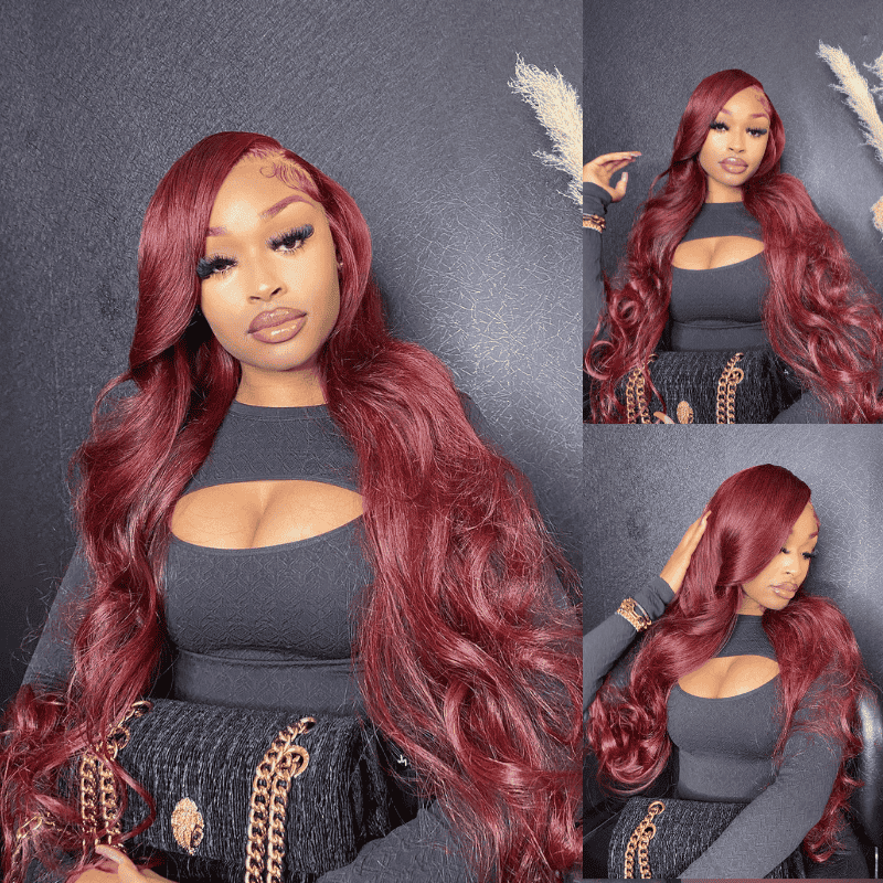 250% Density Reddish Brown Body Wave 13x4 lace front human hair wig