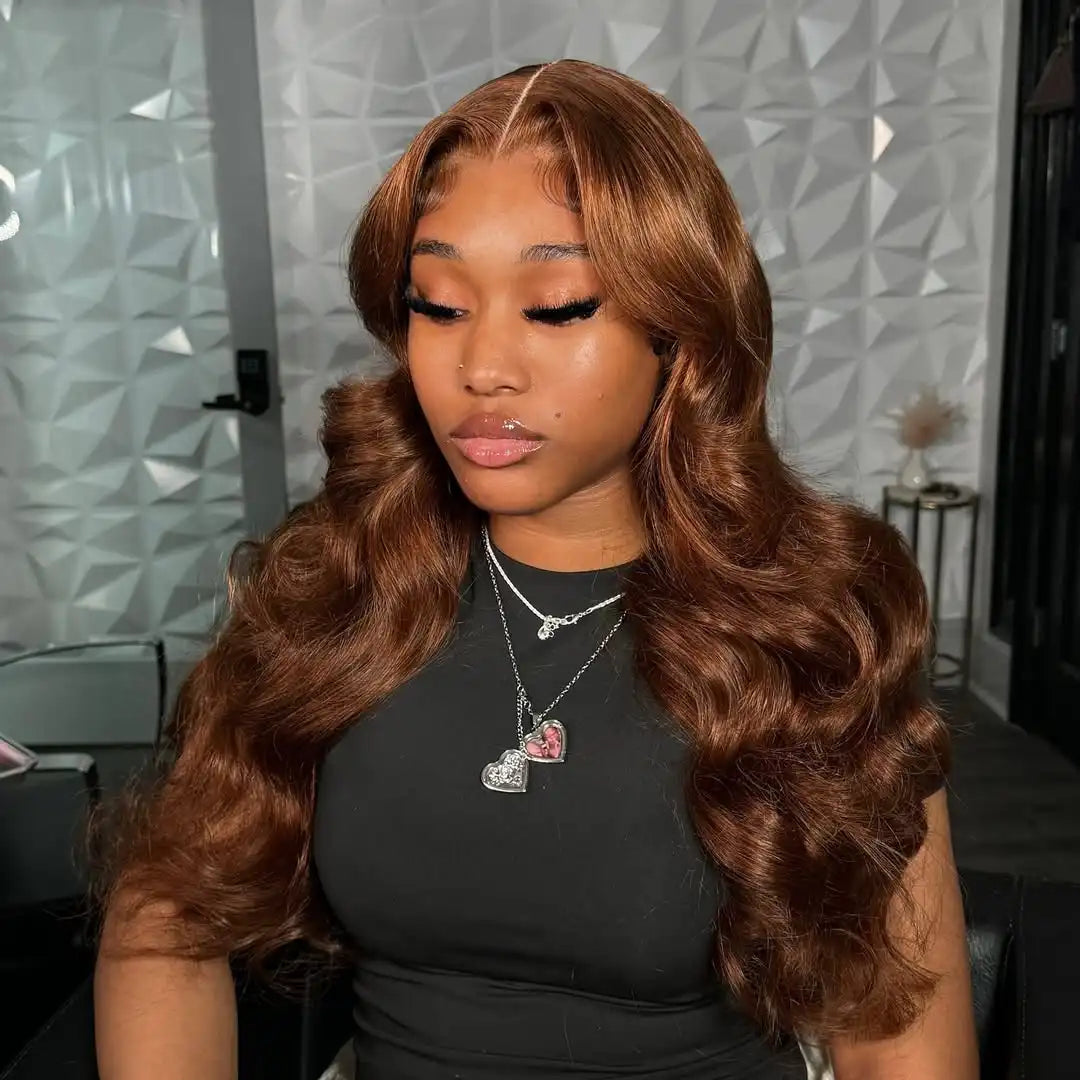 250% density chocolate brown body wave wig