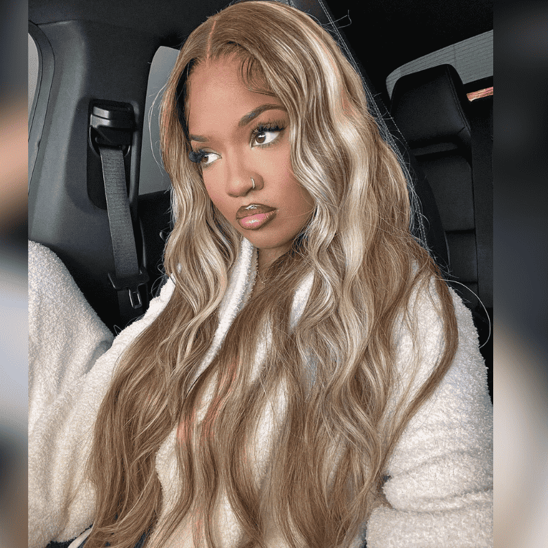 250% high density Body Wave wig, Blonde Brown Highlights, 13x4 lace