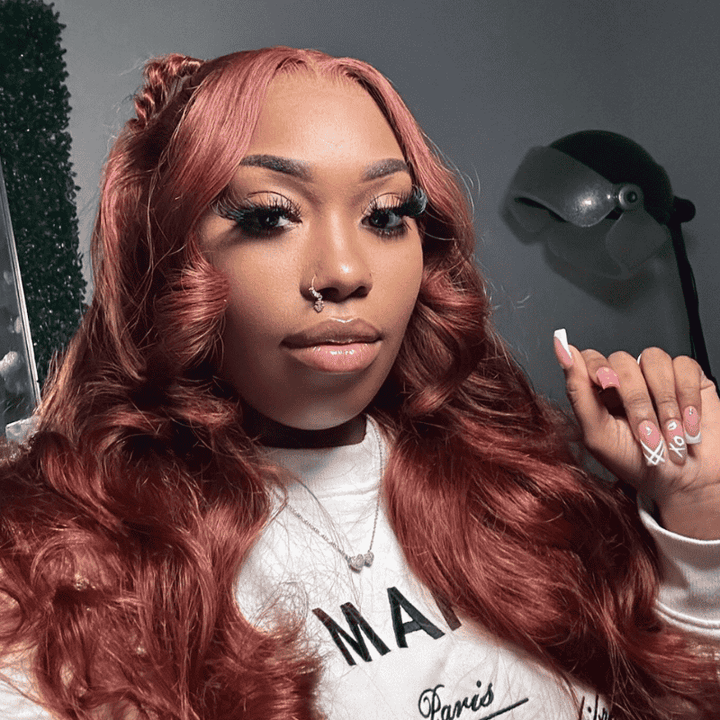 250% high density Body Wave wig, Brownish Reddish Brown, 13x4 lace front