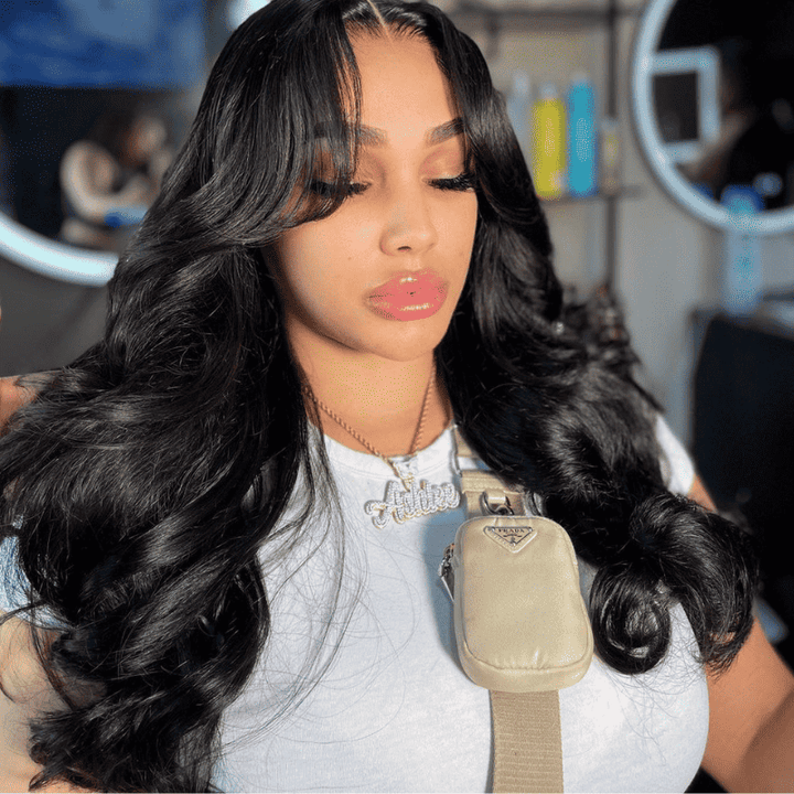 250% high density Body Wave wig, Curtain Bangs, 13x4 13x6 lace front