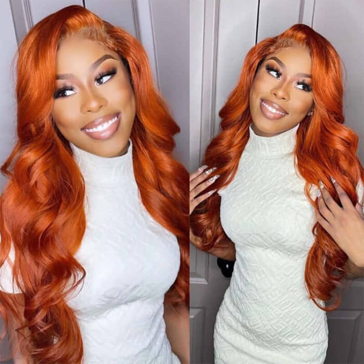 250% high density Body Wave wig, Ginger color, 13x6 HD lace front