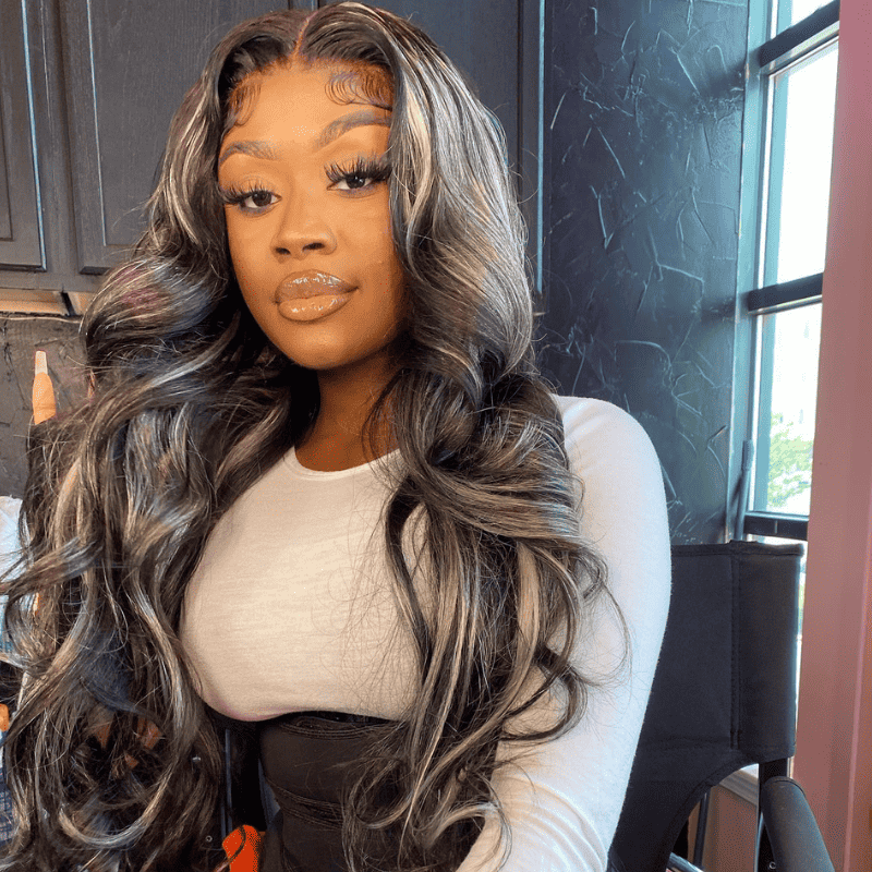 250% high density Body Wave wig, Black and Blonde Highlights, 13x4 lace