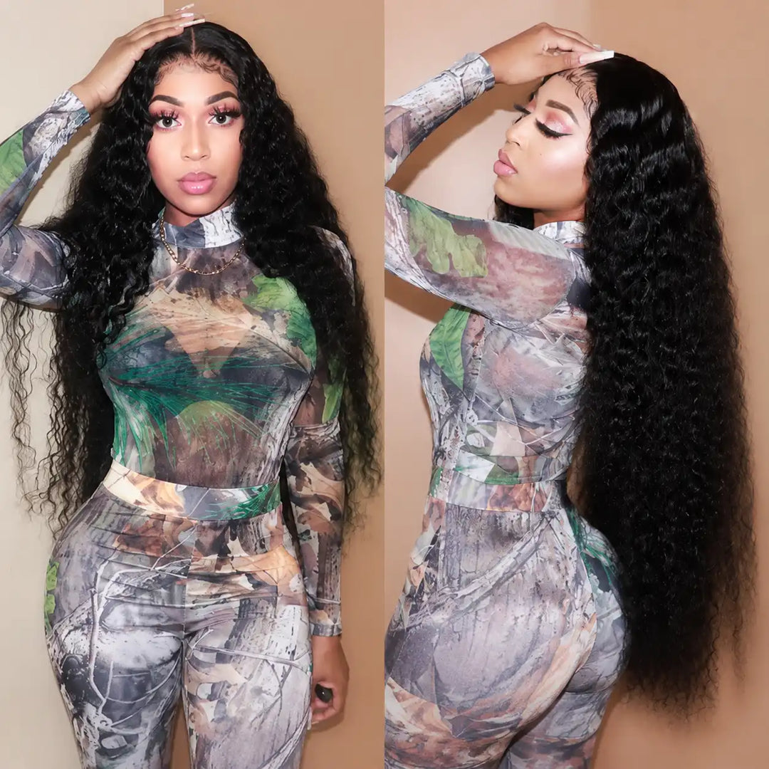 30 32 34 36 38 40 Inch Bussdown Deep Wave Human Hair Wig Extra Long Full Volume 13x4 Lace Front
