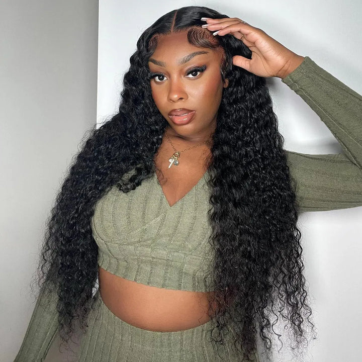 30 32 34 36 38 40 Inch Bussdown Extra Long Deep Wave Human Hair Wig 13x4 Lace Front High Density
