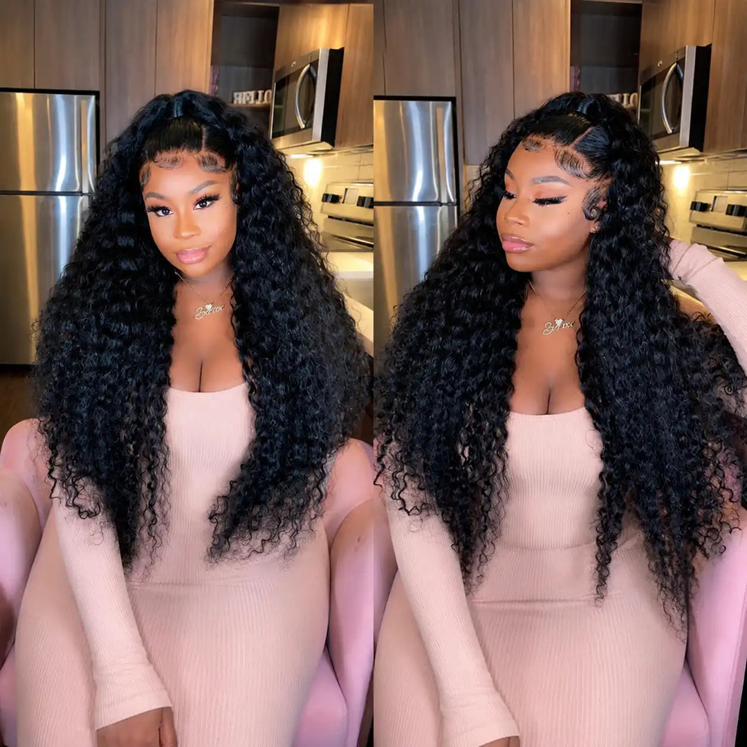 30 32 34 36 38 40 Inch Bussdown Extra Long Deep Wave Lace Front Human Hair Wig For Glamorous Style