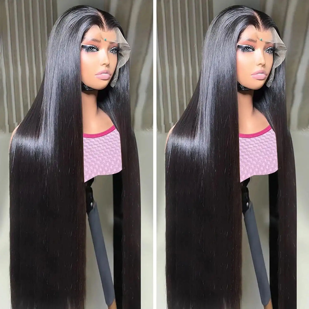 30 32 34 36 38 inch Brazilian straight lace front human hair wigs for black women High density Pre Plucked 