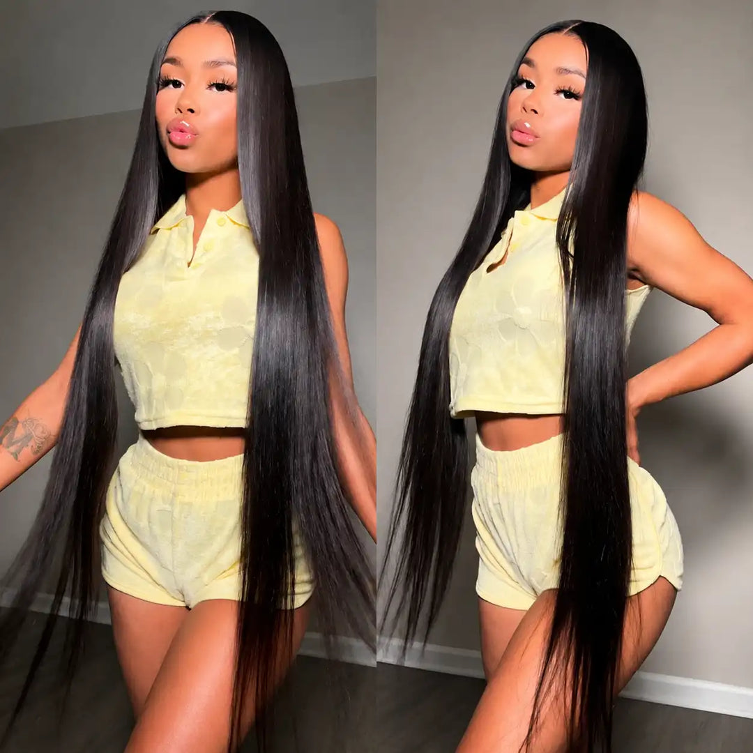 30 32 34 36 38 Inch Buss Down Wig Extra Long Straight Lace Front Human Hair Wig Full Length Style