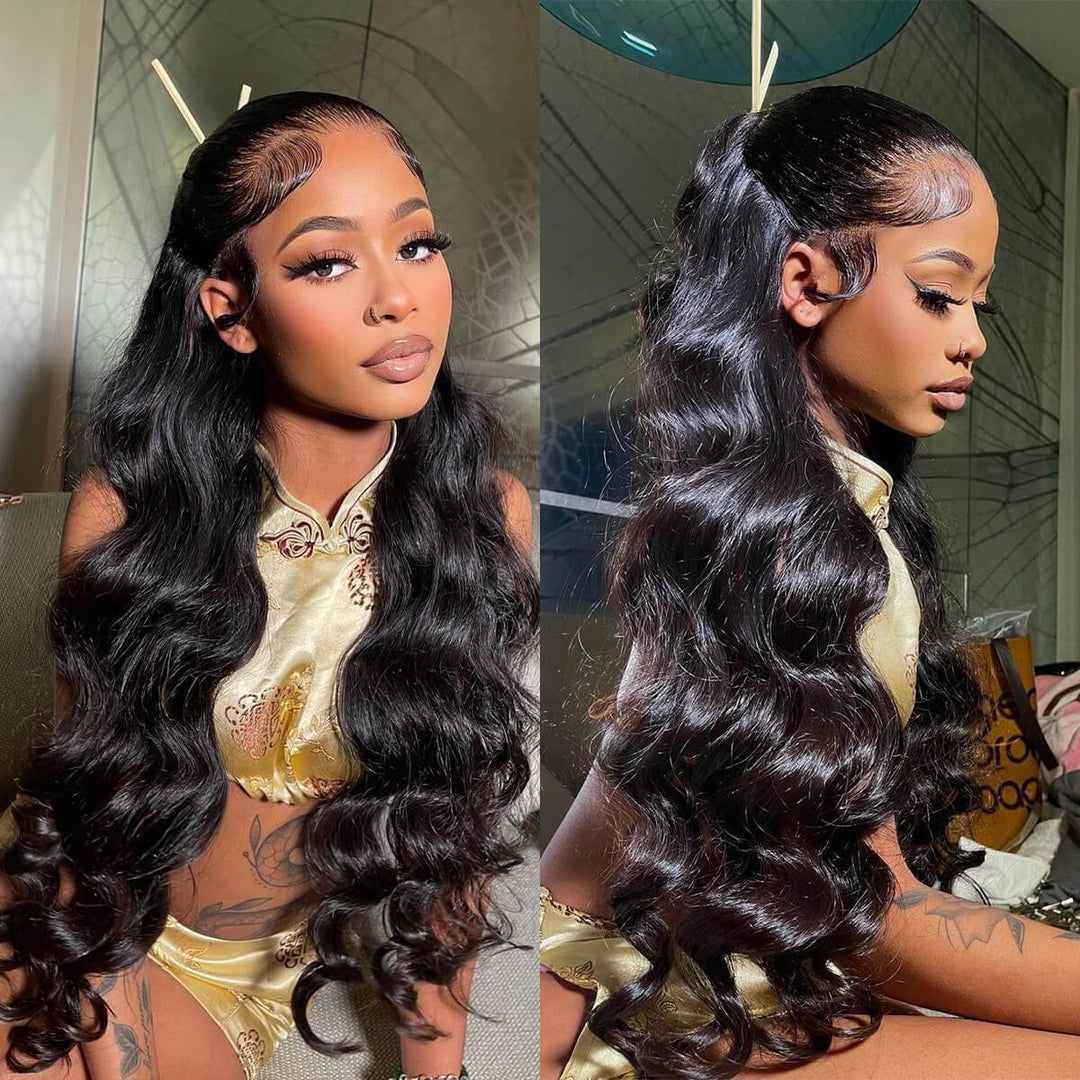 30 32 34 36 38 Inch Bussdown  13 * 4 HD Lace Frontal Loose Body Wave Virgin Human Hair Wigs Front Views
