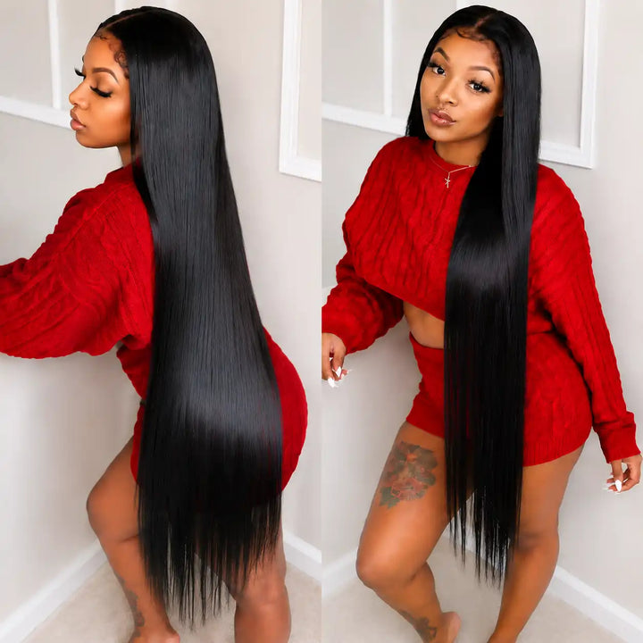 30 inch Buss Down Wig 32 34 36 38 Knee Length Long Straight Lace Front Human Hair Wigs