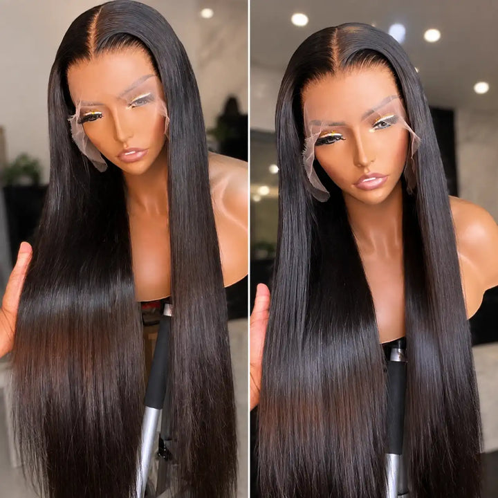 30 inch Buss Down Wig 32 34 36 38 Knee Length Long Straight Lace Front Human Hair Wigs CLOSE UP LOOK VIEW