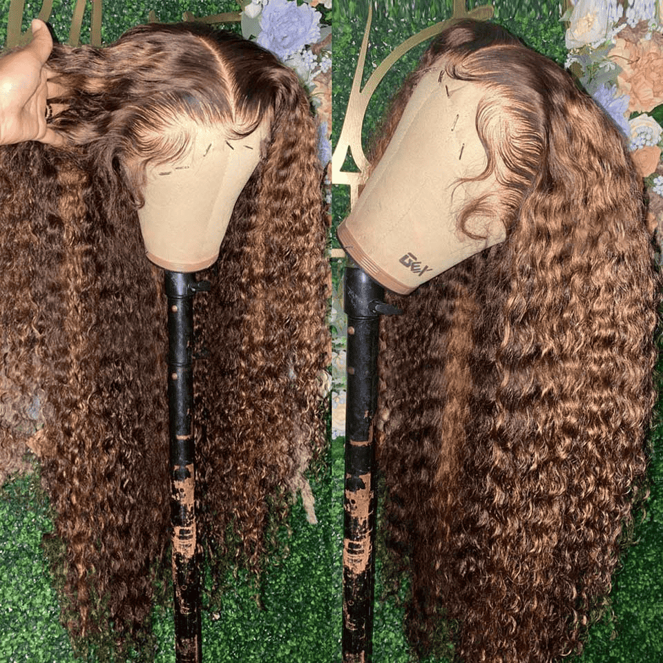 4/27 Highlight Deep Wave human hair wig, 200% 250% density HD lace