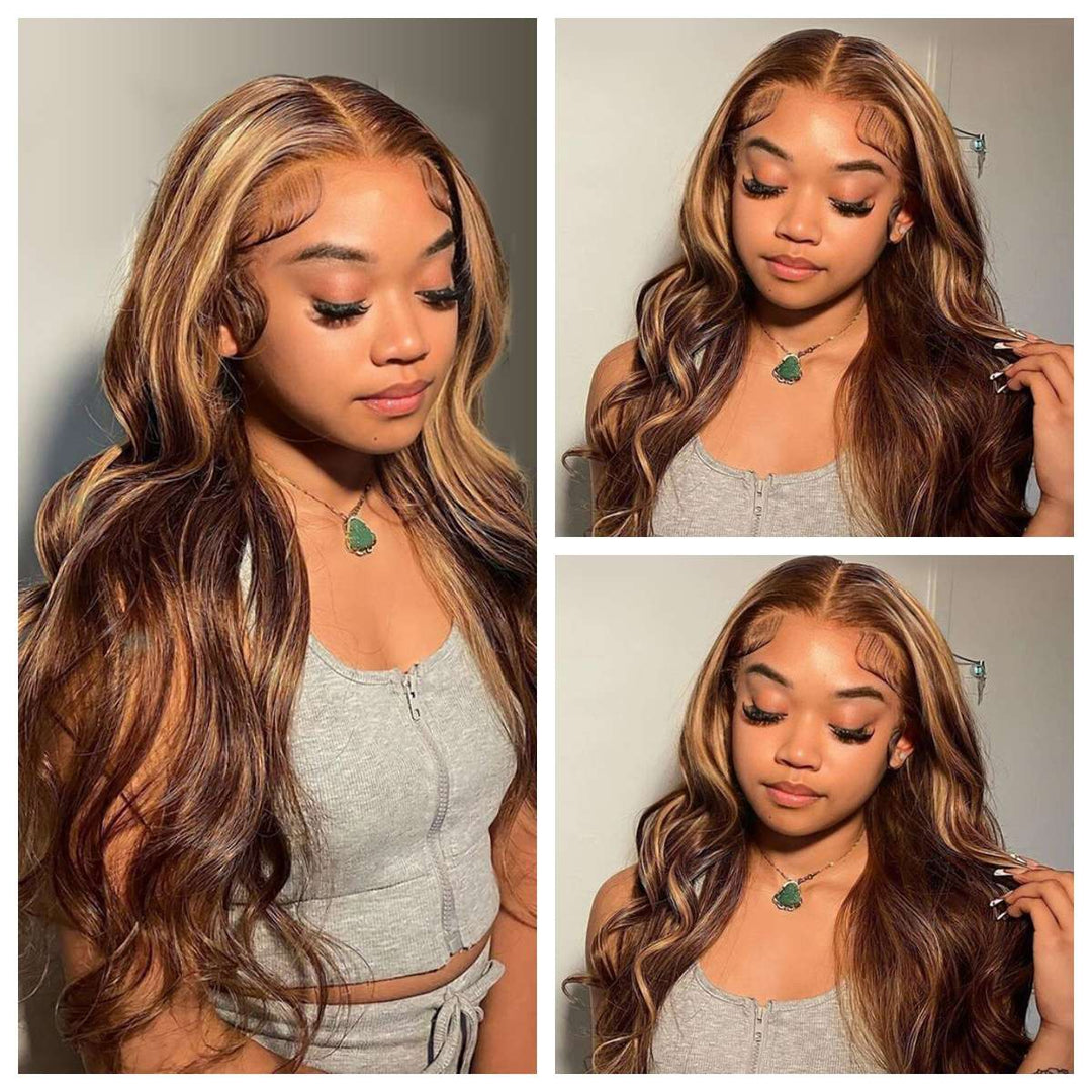 Wear Go Glueless P4/27 Highlight Body Wave Human Hair Wig 4x4 5x5 HD Lace Closure Pre Cut