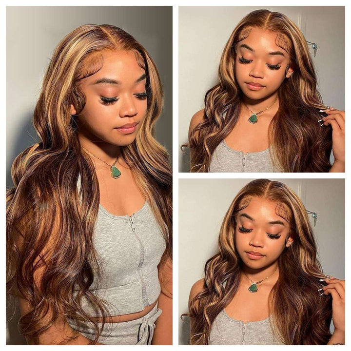 Wear Go Glueless P4/27 Highlight Body Wave Human Hair Wig 4x4 5x5 HD Lace Closure Pre Cut