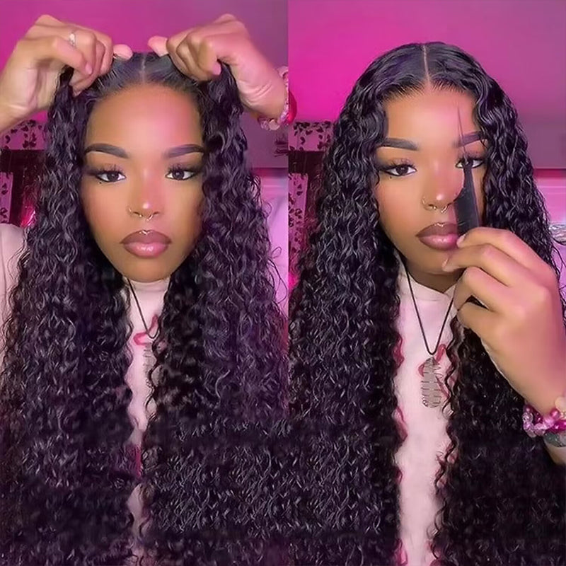 4x4 5x5 HD lace closure Deep Wave wig, wear and go glueless human hair