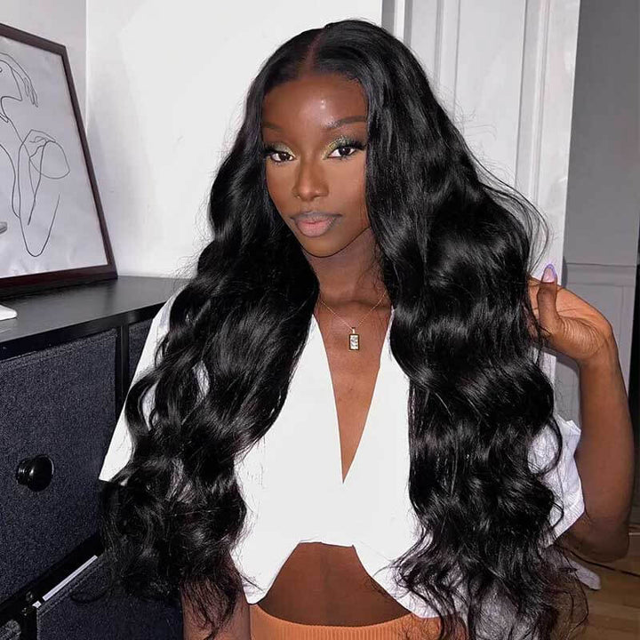 4x4 5x5 HD lace closure wig, Body Wave human hair, invisible knots natural looking style