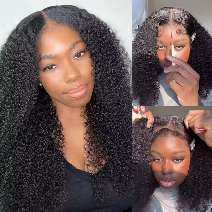 4x4 5x5 HD lace closure wig, Kinky Curly human hair, natural looking glueless style