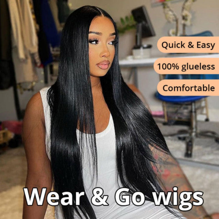 4x4 5x5 HD lace closure wig, Straight human hair, invisible knots natural looking style