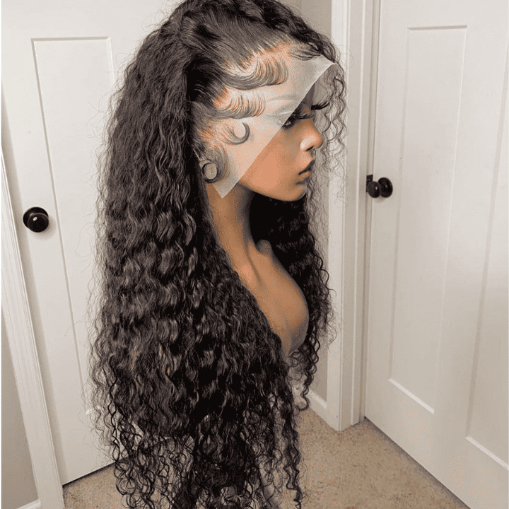 4x4 HD lace closure wig, Water Wave human hair, wet and wavy style for beginners