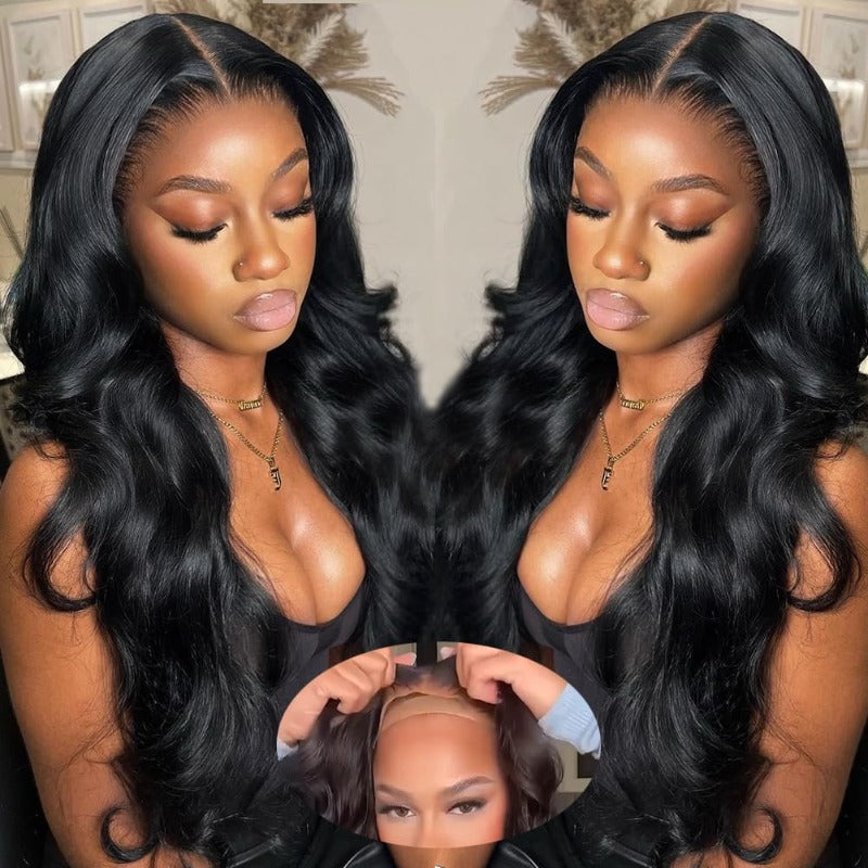 5x5 HD lace closure body wave human hair wig 180% density wear and go design