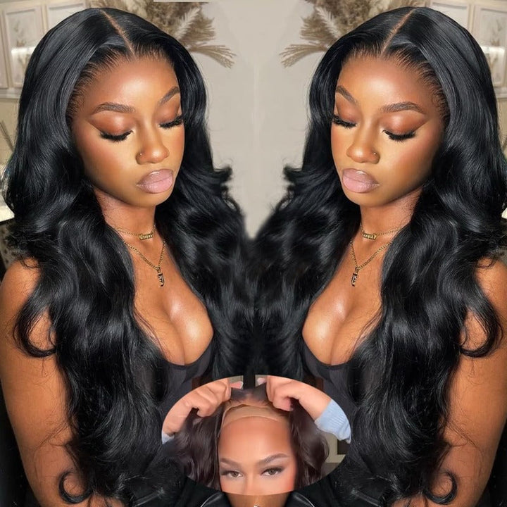 5x5 HD lace closure body wave human hair wig 180% density wear and go design