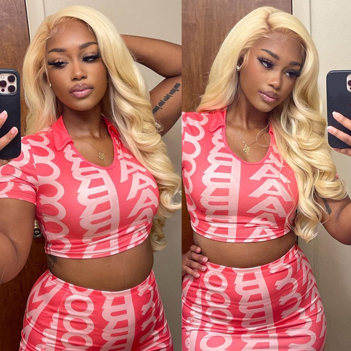 30 inch 613 blonde body wave lace front wig