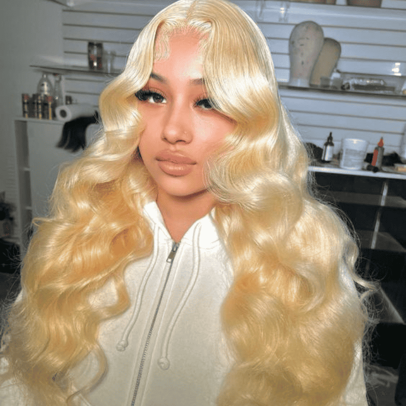 613 Blonde 13x4 HD lace front wig, 180% density, multiple textures available