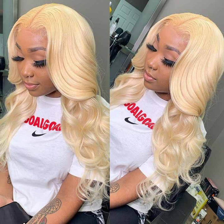 613 Blonde Body Wave 13x4 13x6 HD lace front wig, 180% density