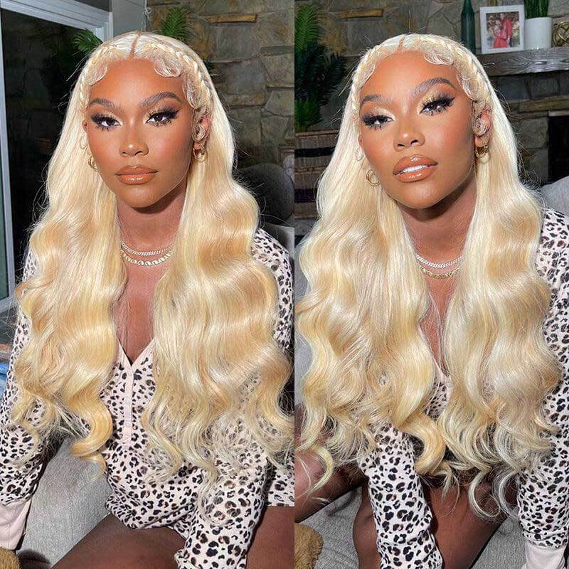 613 Blonde Body Wave 13x4 HD lace front glueless wig, natural hairline