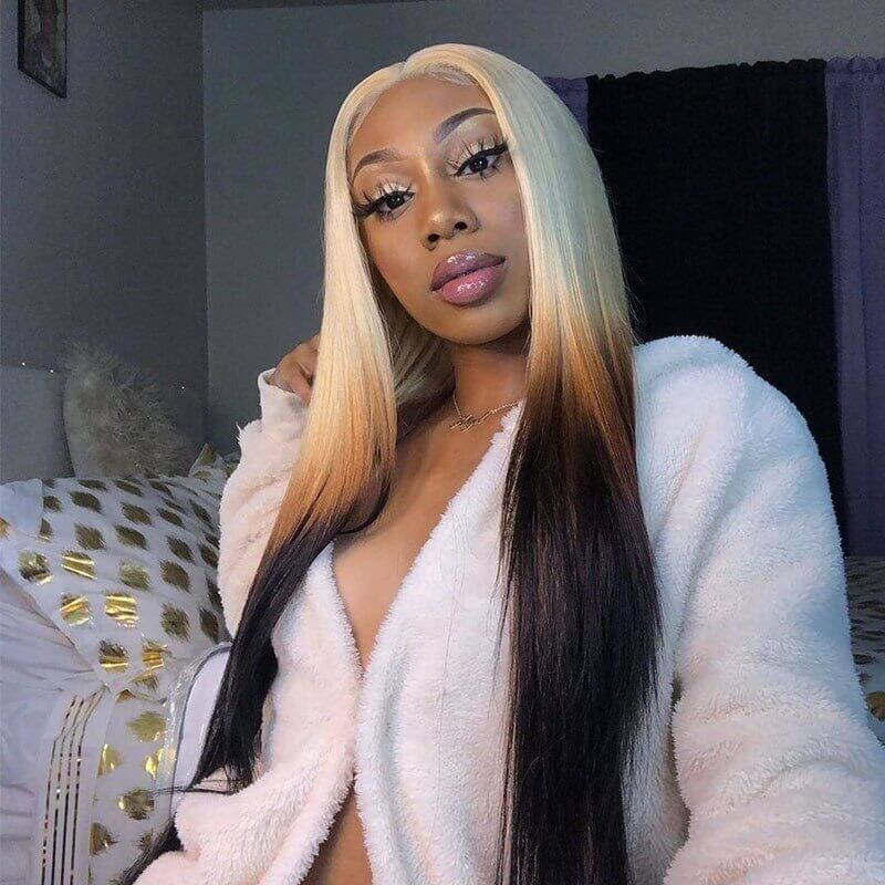 613 Blonde Straight Wig With Natural Hairline And Transparent HD Lace