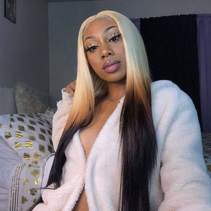 613 Blonde Straight Wig With Natural Hairline And Transparent HD Lace