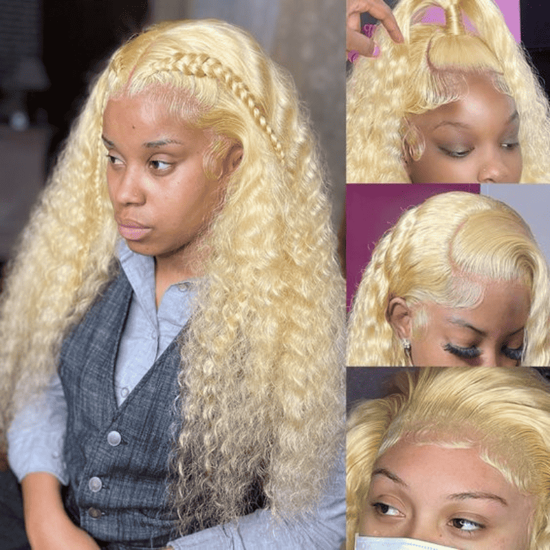 613 Blonde virgin human hair wig, 180% density, 13x4 HD lace