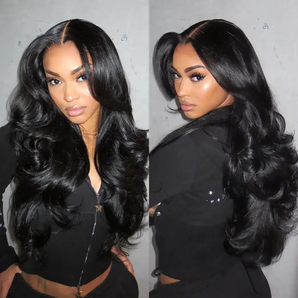 70s-Inspired Curtain Bangs Straight Wig Featuring Face-Framing Wispy Layers