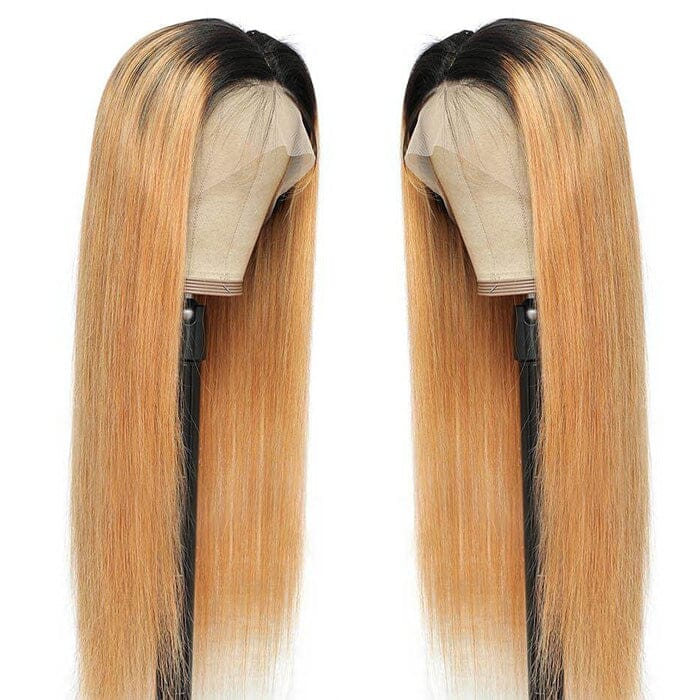 Aliglossy Two Tone 1B 27 250 Density Ombre Honey Blonde 1B 99J Red 13x4 Lace Front Human Hair Wigs