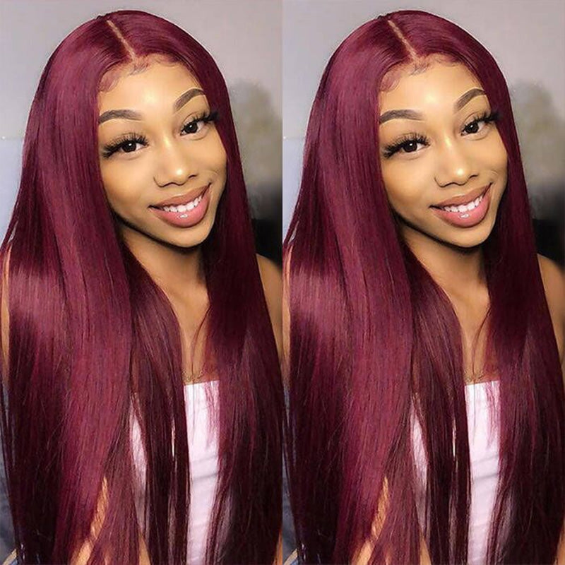 99J Straight glueless wig, 4x4 5x5 HD transparent lace, pre-cut human hair