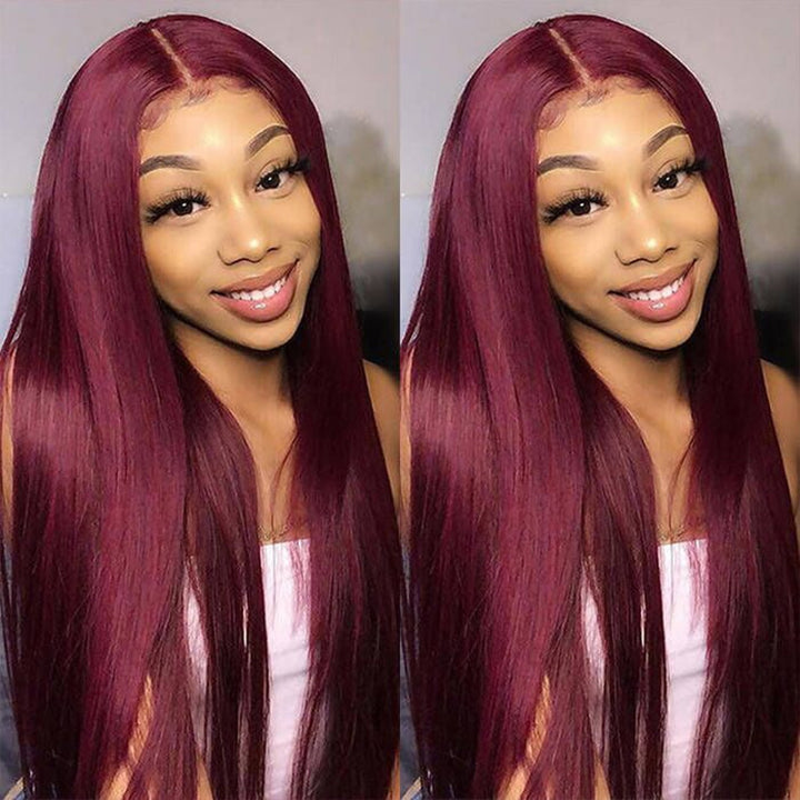 99J Straight glueless wig, 4x4 5x5 HD transparent lace, pre-cut human hair