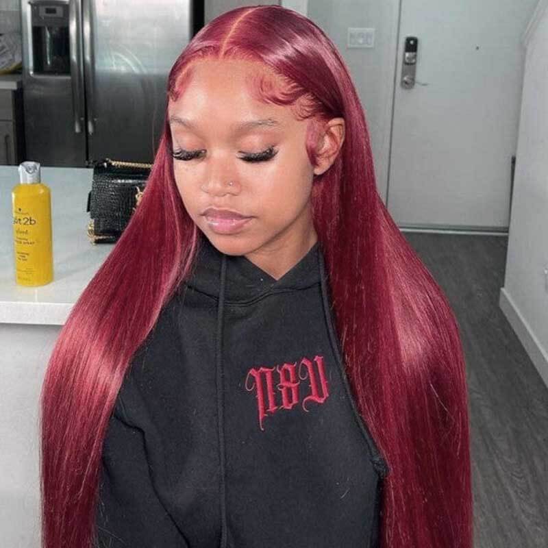 99J Straight human hair wig, 5x5 HD transparent lace, wear and go glueless design