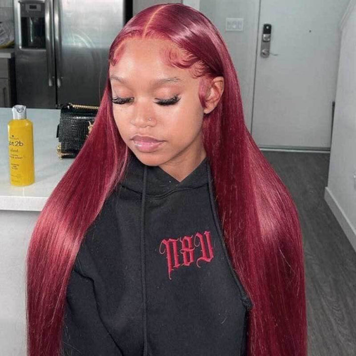 99J Straight human hair wig, 5x5 HD transparent lace, wear and go glueless design