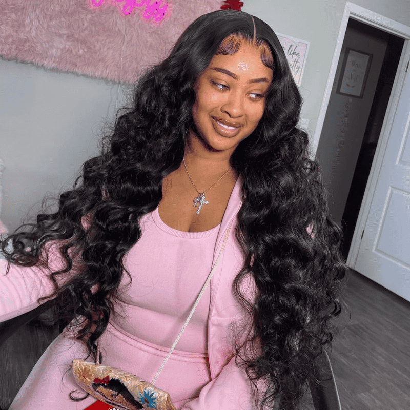 ALIGLOSSY 13 * 4 13 * 6 HD Lace Frontal Loose Wave Virgin Human Hair Wigs Side Views