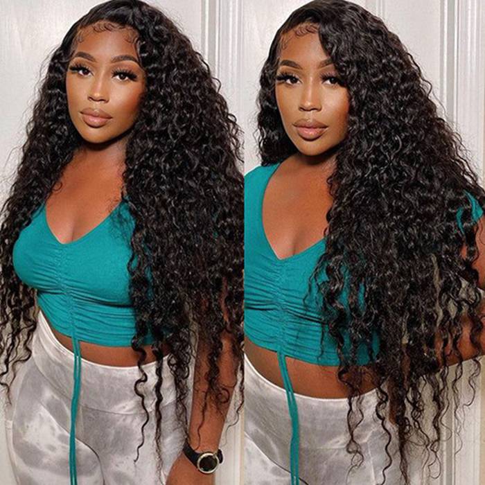 ALIGLOSSY 13 by 4 13 by 6 Water Wave Lace Front Human Hair Wig for Women