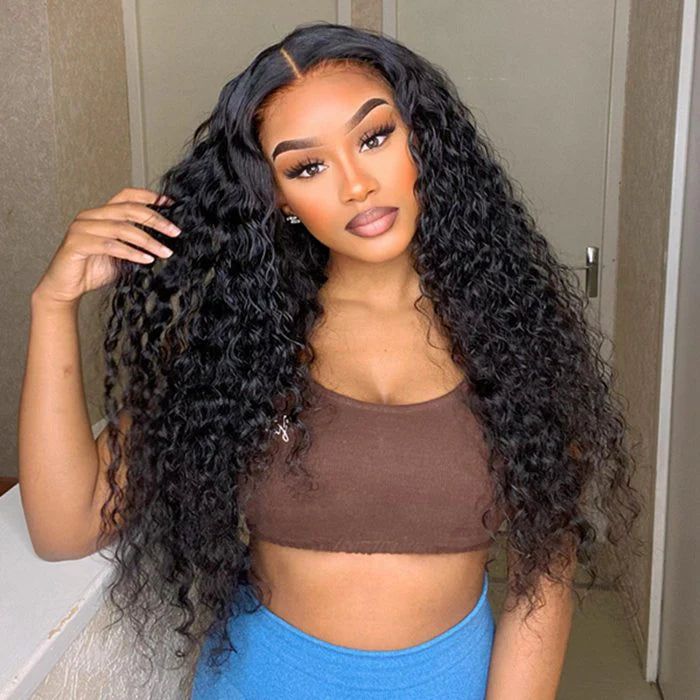 ALIGLOSSY 13 by 4 Lace Frontal Wig 13 by 6 Water Wave Human Hair Wigs Natural Wave Style