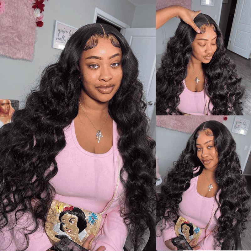 ALIGLOSSY 180% 13x4 HD Transparent Straight Body Loose Deep Water Wave Virgin Human Hair Wigs