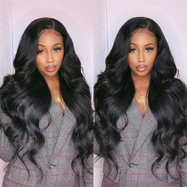 ALIGLOSSY 200 250 Density 13x6 HD Lace Front Body Wave Human Hair Wigs pre plucked natural hairline