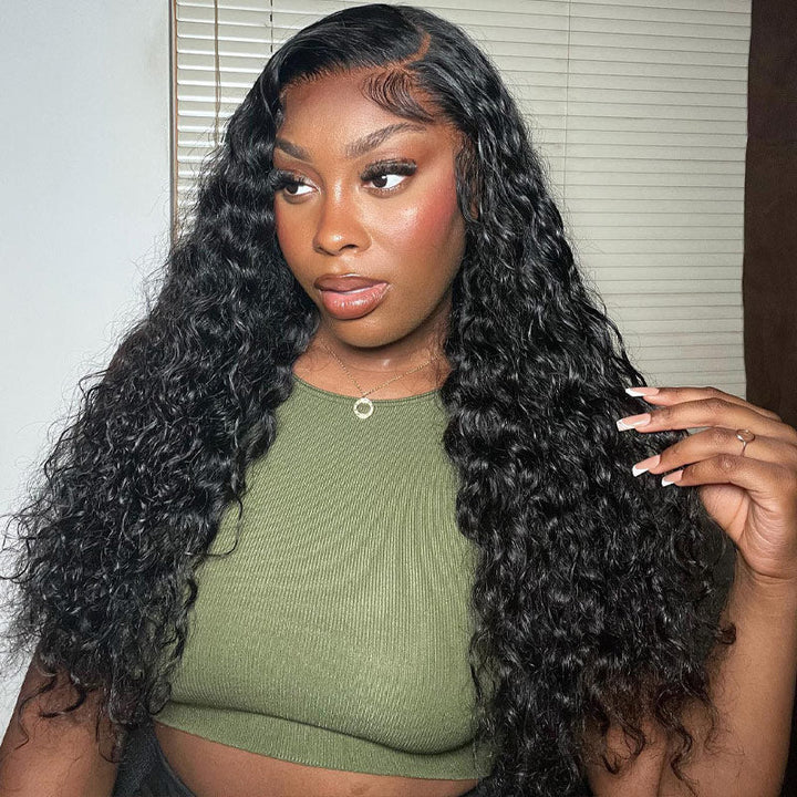 ALIGLOSSY 200 250 Density 13x6 Lace Front Water Wave Human Hair Wigs