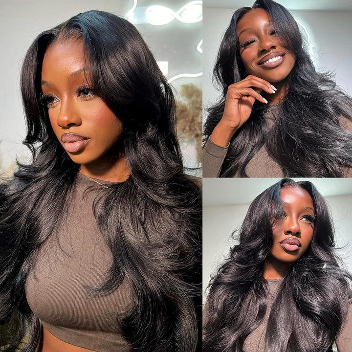 ALIGLOSSY Curtain Bangs Straight Wig with 70s-Inspired Face-Framing Wispy Layered Cut