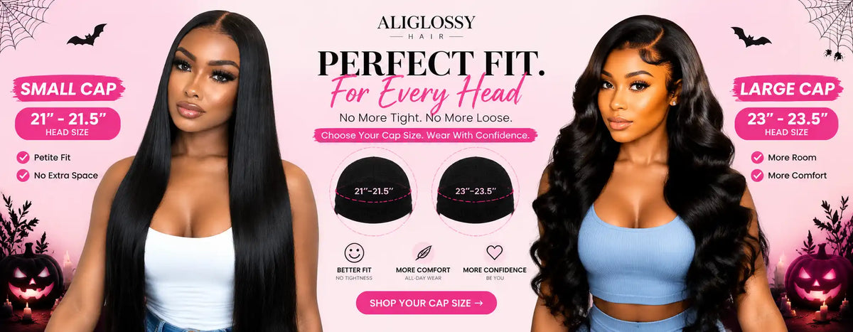 ALIGLOSSY Hair small cap and large cap wigs with 21-21.5 inch and 23-23.5 inch wig cap size options for a comfortable fit
