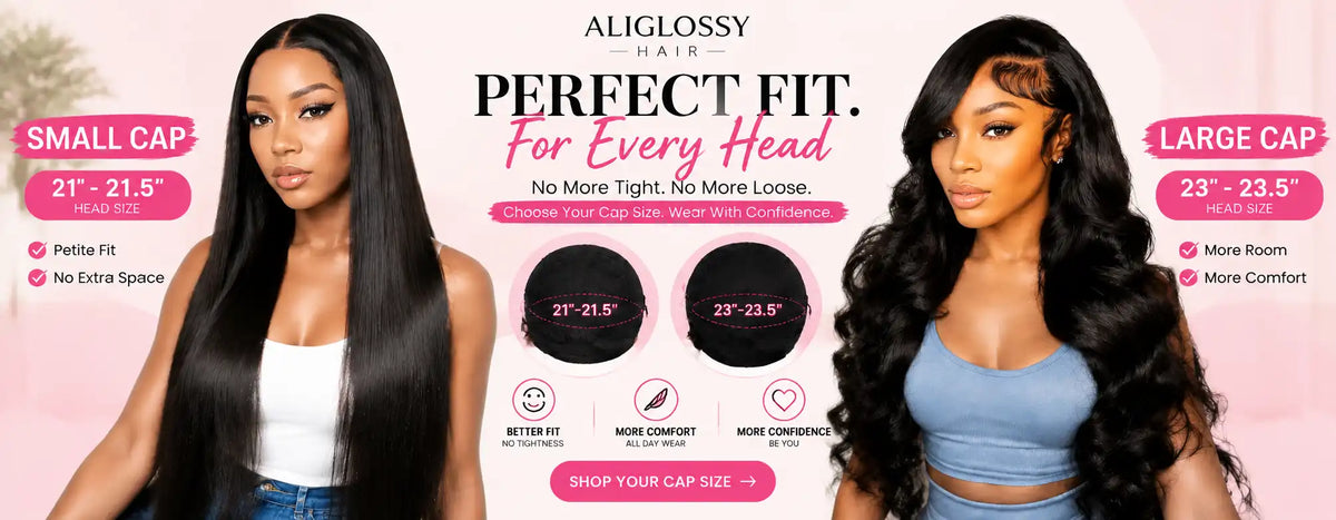 ALIGLOSSY Hair small cap and large cap wigs with 21-21.5 inch and 23-23.5 inch wig cap size options for a comfortable fit