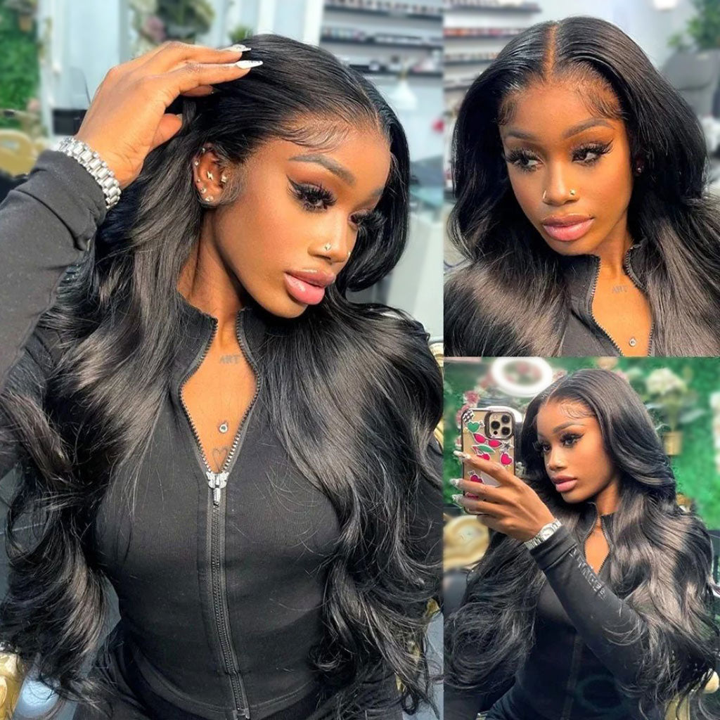 ALIGLOSSY pre-cut glueless body wave wig, easy install for daily wear