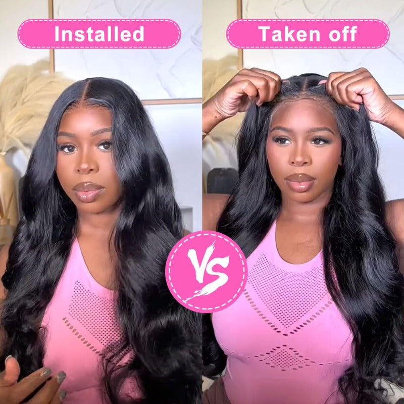 ALIGLOSSY pre-plucked body wave human hair wig with 4x4/5x5 lace closure