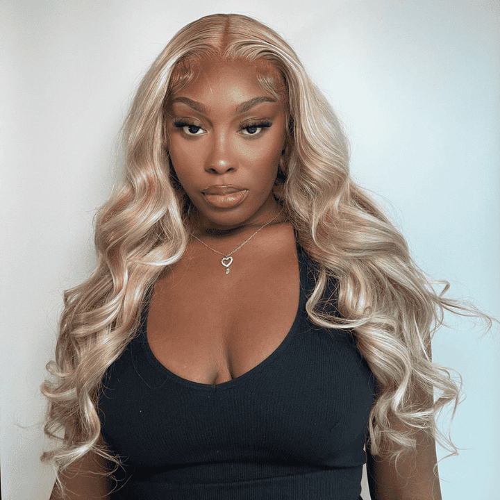 Ash Blonde Balayage human hair wig, 250% density, 13x4 HD lace